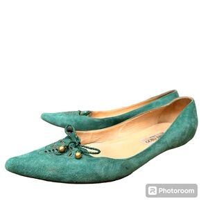 JIMMY CHOO Suede Lasercut Accents Flats Sz 42 / 10 Made in Italy